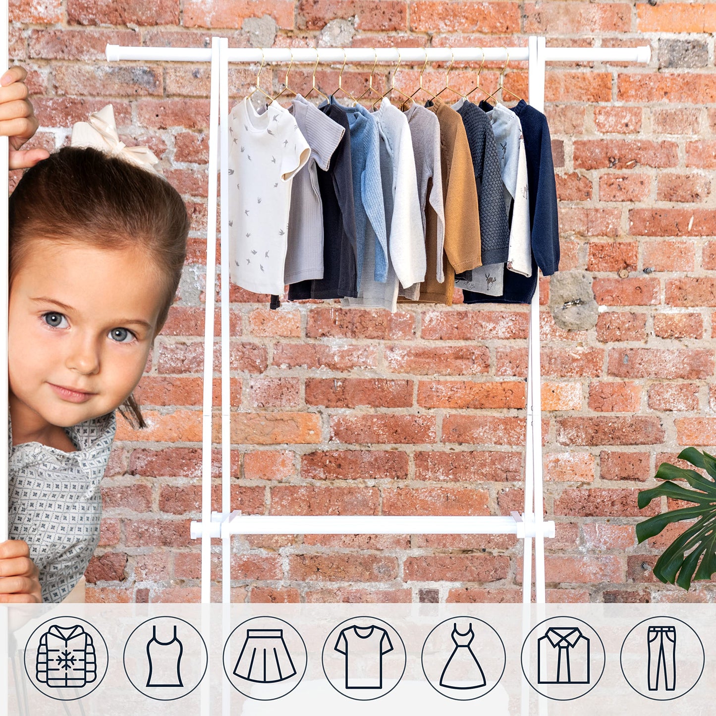 ROW&LINE® - Children's hangers (30 cm) - 20 pieces (Gold) - space-saving baby hangers - sturdy for heavy clothing - wire hangers for organization & uniform look in the closet.