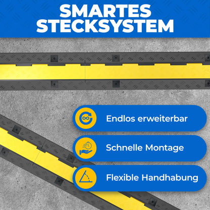 1-channel cable bridge with lid drivable stumble protection ramp bridge protector | 10 t load capacity | rubber