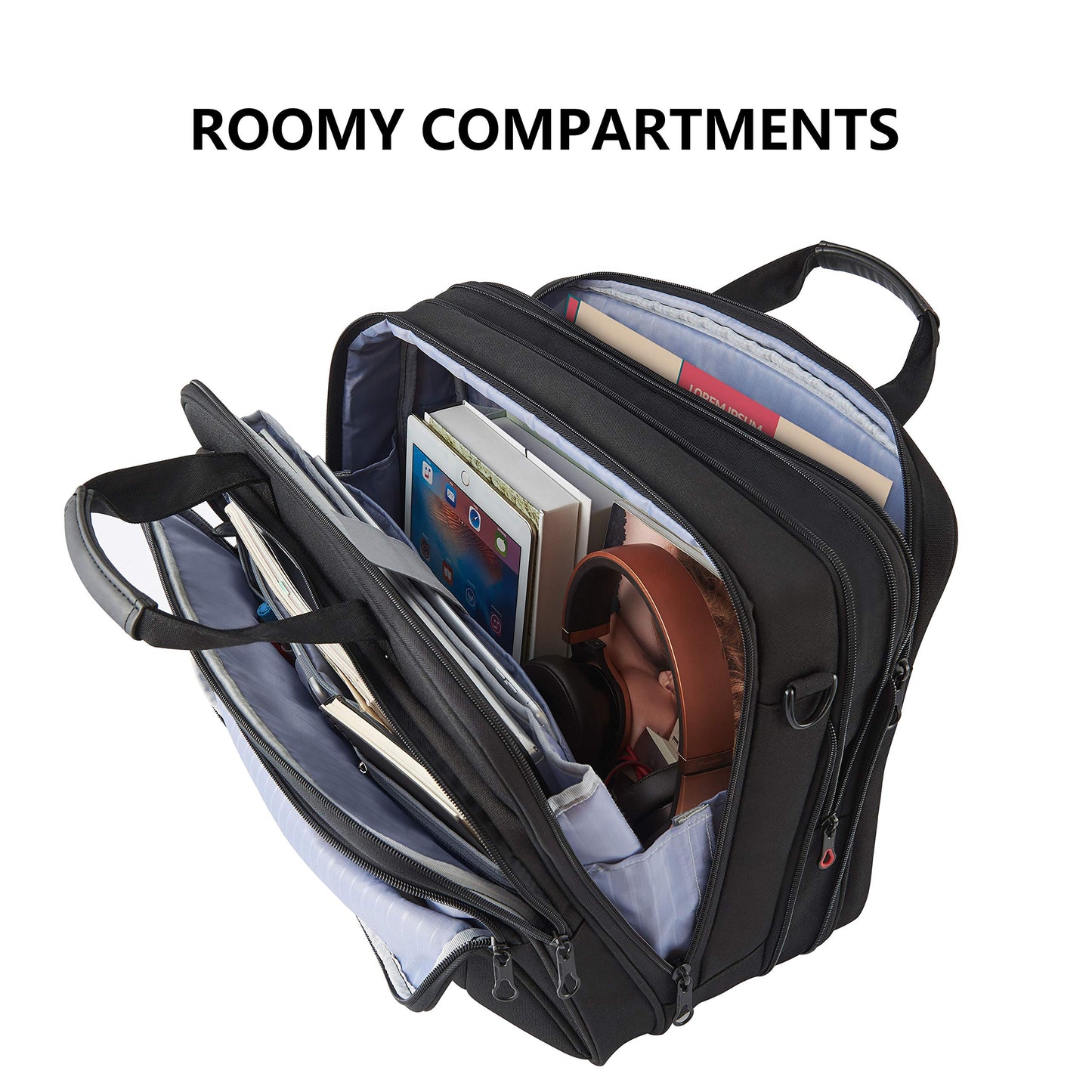 KROSER 18-inch handbag, laptop bag up to 17.3 inches, waterproof, expandable, document bag with shoulder strap, for travel/business/school/men/women, laptop bag.