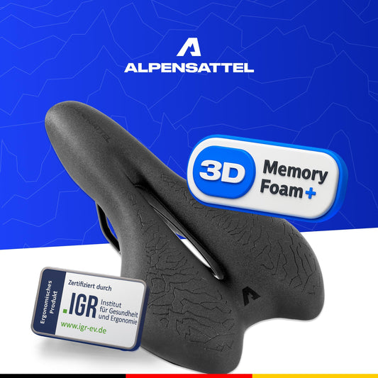 Alpine Saddle 3.0 Sport+ High-performance and comfortable bike saddle for men and women - Ergonomic sports saddle for mountain bikes, cross bikes, e-bikes, and more.