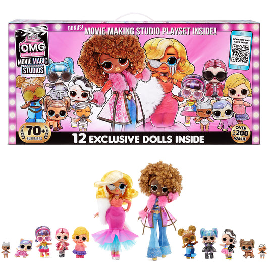 L.O.L. Surprise! OMG Movie Magic Studio - Over 70 surprises, 12 dolls, 4 backdrops, accessories, and more - 2-in-1 packaging playset for collecting - Gift for boys and girls ages 4 and up.