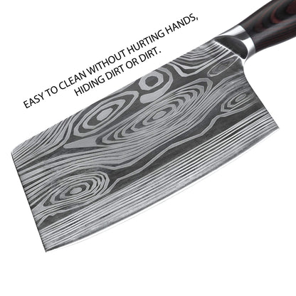 Butcher Cleaver 7 Inch German High Carbon Stainless Steel Meat Cleaver Knife, Professional Chinese Chef Knife High Performance Blade for Kitchen and Restaurant.