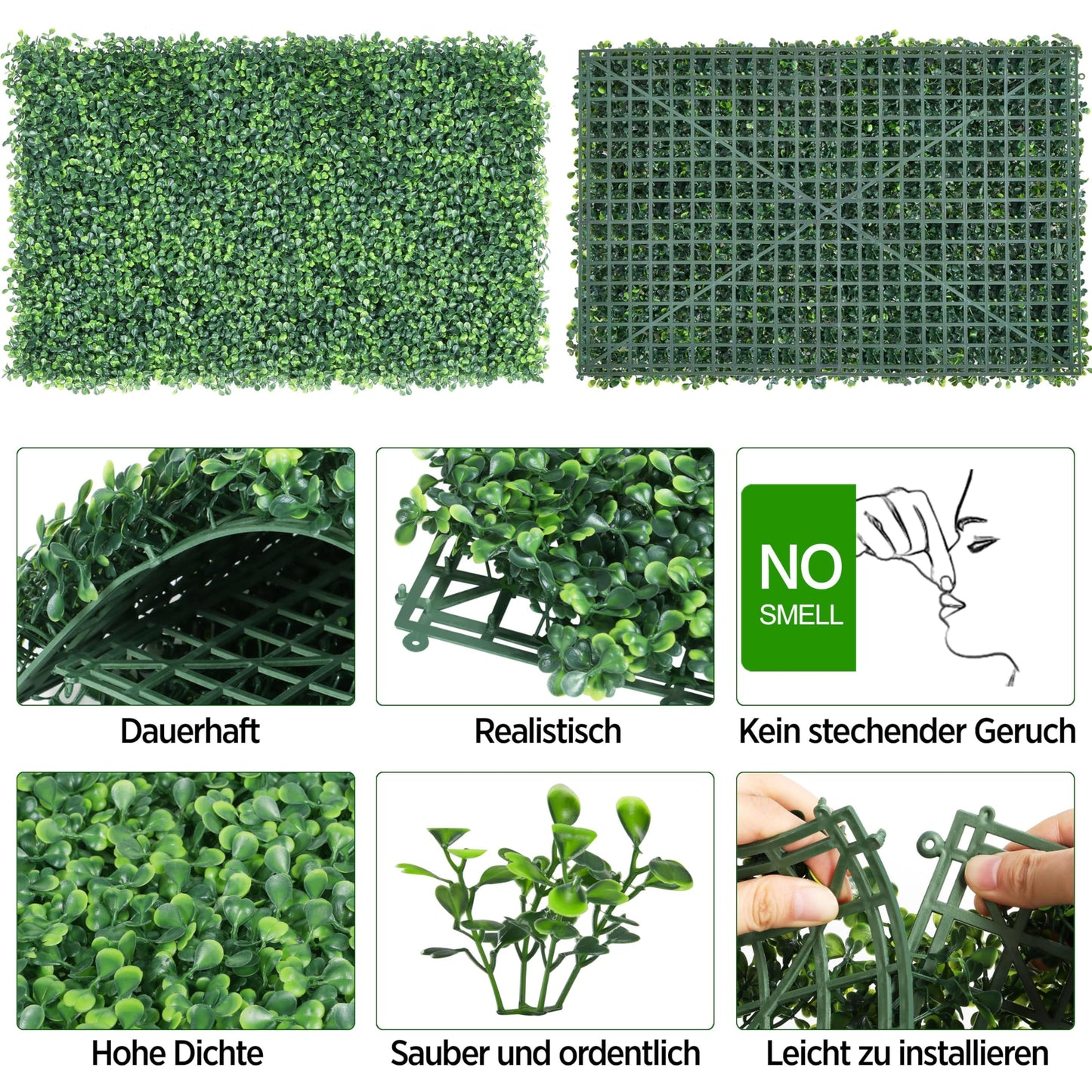 Yaheetech 6pcs Artificial Ivy Garden Privacy Screen, 60x40cm Plant Wall with Shade Net, UV Protection, Artificial Hedge for Balcony Garden Decoration