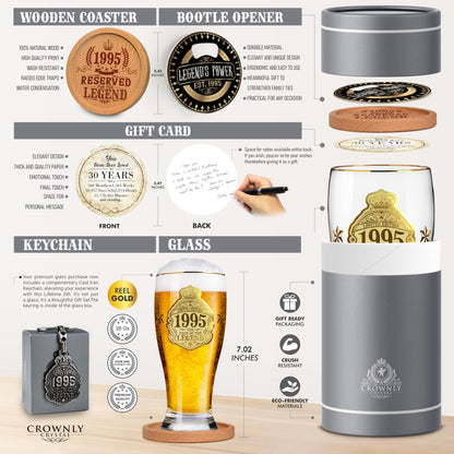 CROWNLY CRYSTAL® 1995 Gift 30th Birthday Man Beer Glass with Engraving 570 ml Personalized Gifts Decor 30th Birthday Man Card 30th Birthday Man Gift For Men Gift Friend