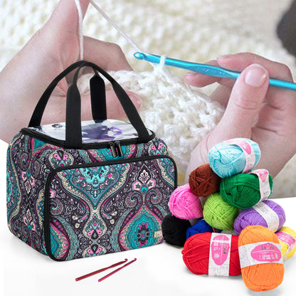 LoDrid Small Yarn Storage Bag, Portable Knitting Bag for Knitting Set & Crochet Accessories, Travel Crochet Yarn Project Organizer for Knitting Accessories Set for Adults, Totem (Bag Only)