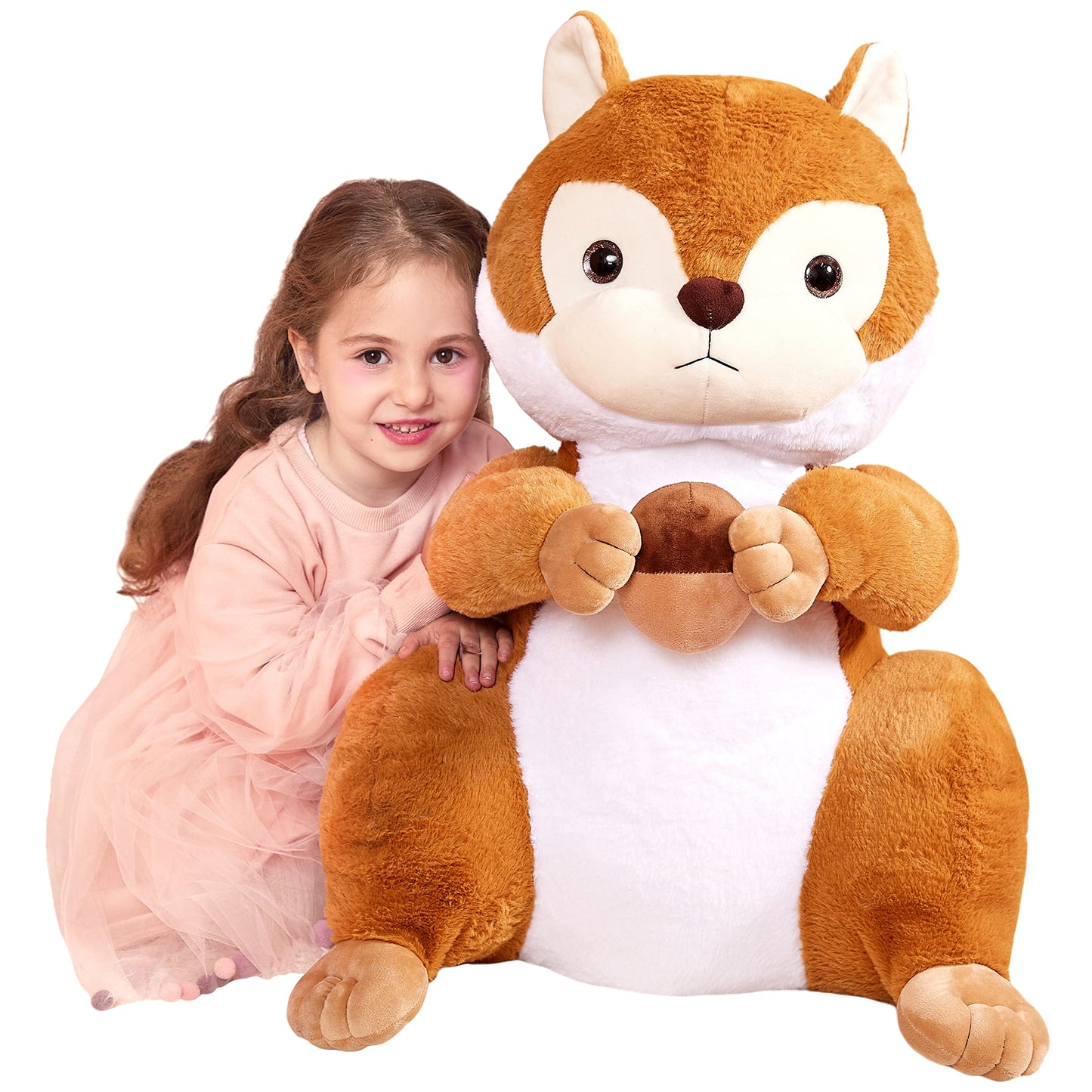 IKASA Big Squirrel Plush Toy Giant Stuffed Animal, 60cm Large Plush Huge Soft Jumbo, Gift for Kids