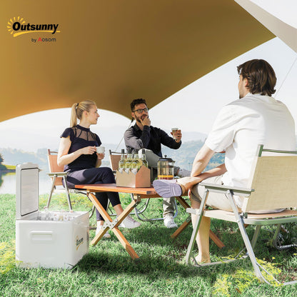 Outsunny 16.8 Liter Electric Compressor Cooler Box Mini Fridge up to -20°C with LED Mode Connection Cooling Function Quiet Freezer Box Thermobox 12/230 Volt for Car Truck, Boat Travel Cream White