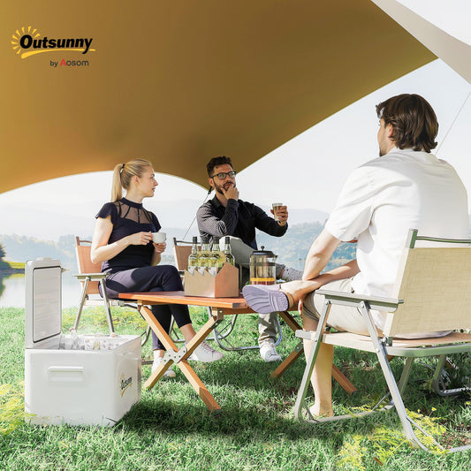 Outsunny 16.8 Liter Electric Compressor Cooler Box Mini Fridge up to -20°C with LED Mode Connection Cooling Function Quiet Freezer Box Thermobox 12/230 Volt for Car Truck, Boat Travel Cream White