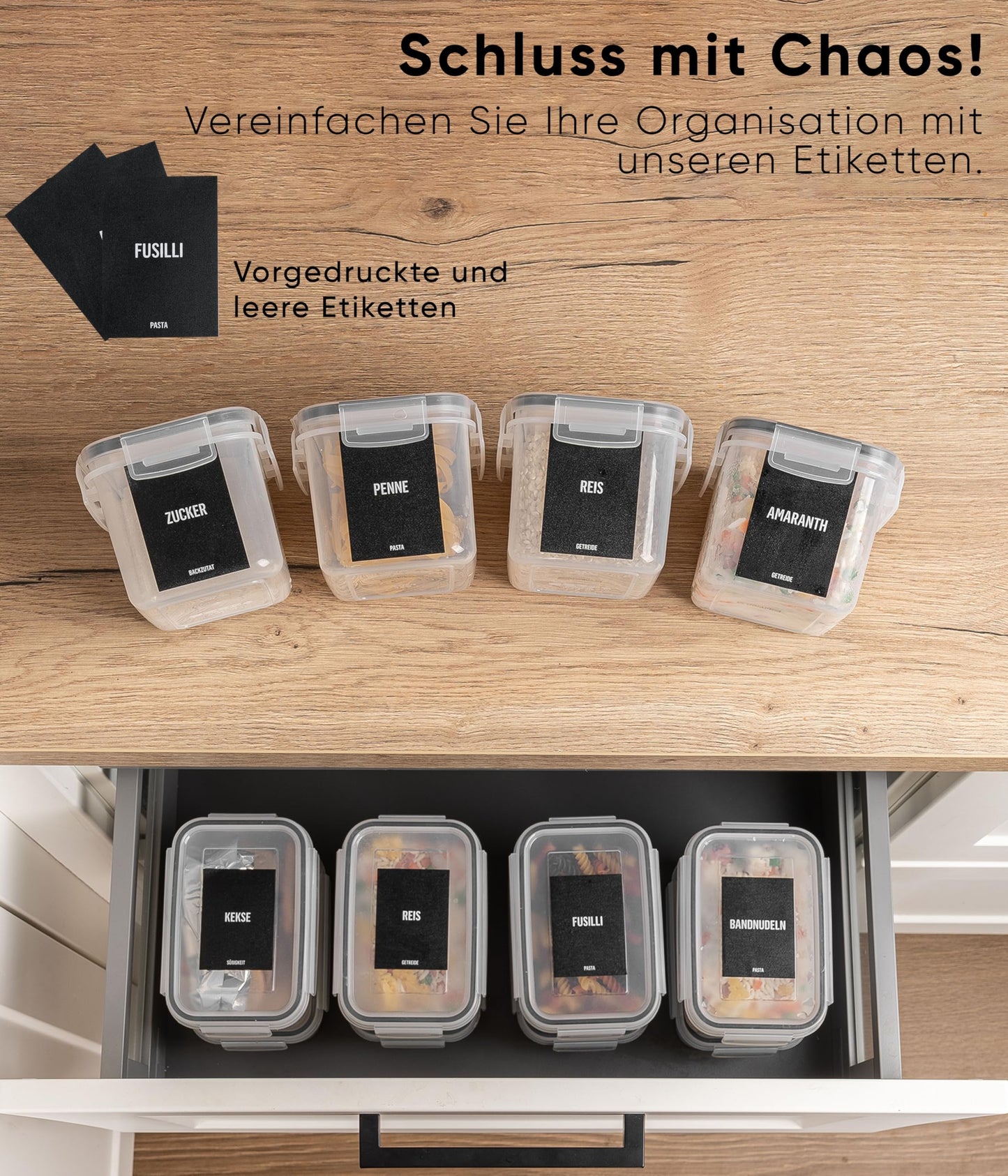 Deco haus® 24-piece set of airtight storage containers with lids - kitchen storage box with lid - kitchen storage containers for pasta, cereals, flour.