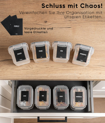 Deco haus® 24-piece set of airtight storage containers with lids - kitchen storage box with lid - kitchen storage containers for pasta, cereals, flour.