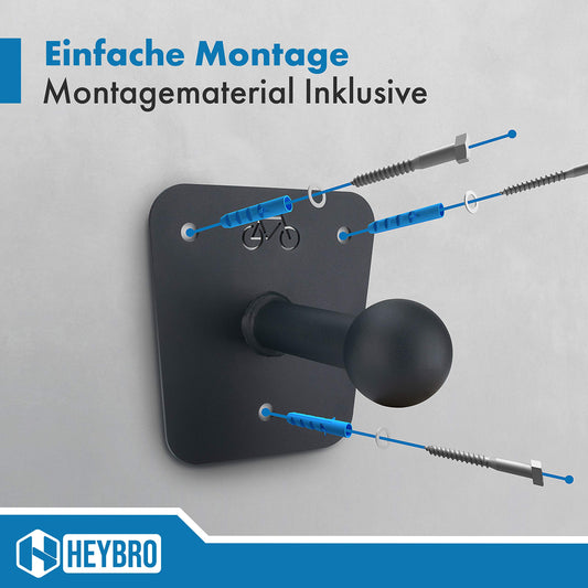 HEYBRO® Universal wall mount for bike racks - includes mounting hardware - optimal and stylish holder for your bike rack - eye-catcher in every garage and basement.