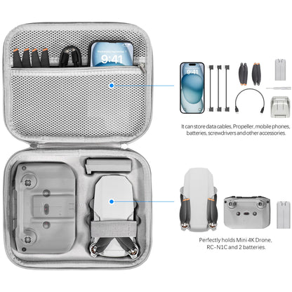 FPVtosky Mini 4K Bag Compact Case for DJI Mini 2 SE/4K Drone Accessories With Controller, Propeller Holder, and Protection, Gray