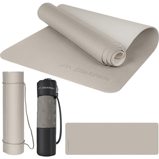 EliteAthlete Yoga mat - Exercise mat - Fitness mat - Gymnastics mat padded & non-slip for fitness, Pilates - Yoga Mat - 183 cm x 61 cm x 0.6 cm - Training mat incl. Transport strap + bag