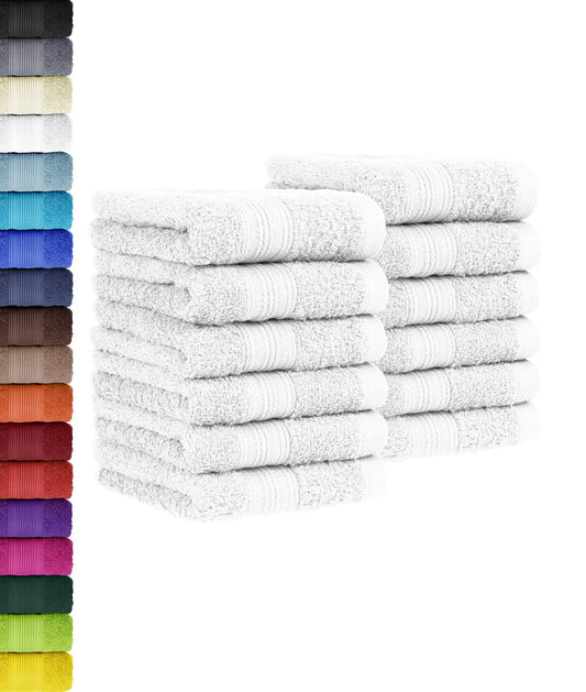 12-piece guest towel set in various colors. 100% cotton. 12-pack of guest towels 30x50 cm white.
