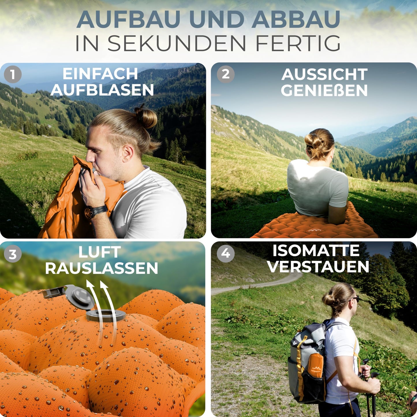 ALPENWERT® Isomatte Outdoor [Compact Size & Ultralight] Air mattress perfect for camping, hiking, backpacking and more - inflatable sleeping mat.