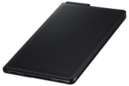Samsung tablet case with integrated QWERTZ keyboard and pen holder for Galaxy Tab S4 in black.