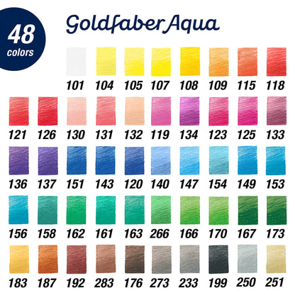 FABER-CASTELL 114648 - Goldfaber watercolor pencils, 48-piece colored pencil set, break-resistant, completely water-soluble