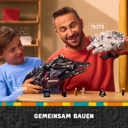 LEGO Star Wars 75389 The Dark Falcon - Display toy with spring-loaded shooters, cannons, and 6 minifigures, including C-3PO - Gift for boys aged 10 and up and adults.