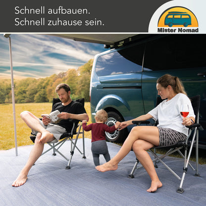 Mr. Nomad awning carpet 2x2.5m - High-quality, UV-resistant camping carpet made of HDPE (300 g/m²) - Perfect awning floor for caravans & motorhomes - includes carrying bag & accessories