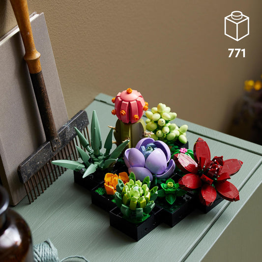 LEGO Botanicals Succulents - Artificial Flower Set for Adults - Bouquet Building Kit - Creative Hobby and Home Decor - Gift Idea for Women & Men - Botanic Collection (9 Plants) 10309