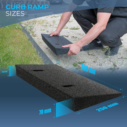 Curb ramp rubber black I Width: 50 cm I Height: 70 mm I Ramp rubber wedge wheelchair ramp access ramp access wedge driveway ramp door threshold ramp car ramp