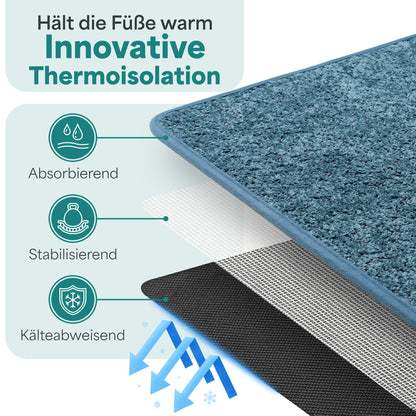 Grounded® bath mat blue - non-slip & washable - absorbent bathroom mat - hygienic shower mat - bath mat non-slip washable 60x90 cm quick-drying