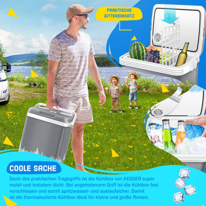 KESSER® Cooler Box Thermobox 32 liters | Thermo-Electric Cooler Box | COOLS and WARMS | 12 & 230V | Cooler Box for Car, Boat & Camping | Mini Fridge with ECO & MAX Mode | incl. Cooling Packs