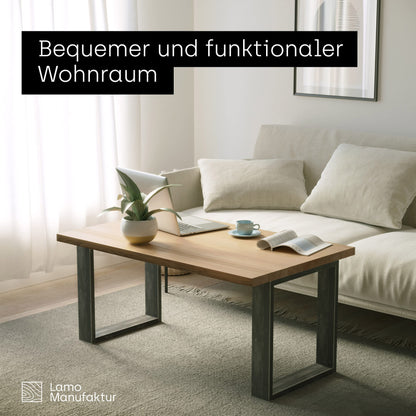 LAMO Manufacture table legs for desk dining table, Simple Medium, square profile 60x30 mm, table frame 60x72 cm (WxH), raw steel with clear lacquer, 2 pieces, LTS-01-D-CC-0000