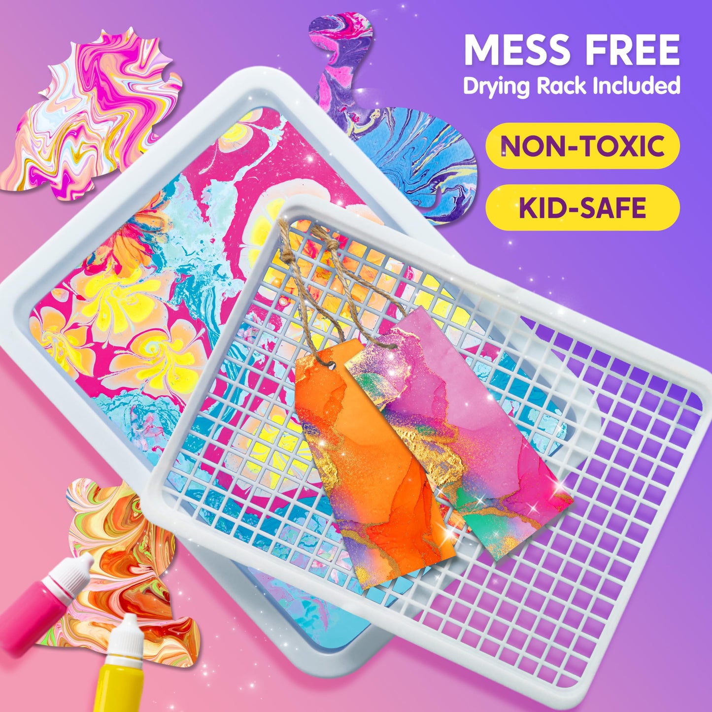 Clever Kits Water Marbling Paint for Kids, Magic Marbling Paint Art for Girls aged 6-12, Marbling Paint Kit for Boys, Crafting Sets for Activities, Birthday Gift