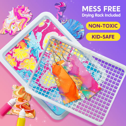 Clever Kits Water Marbling Paint for Kids, Magic Marbling Paint Art for Girls aged 6-12, Marbling Paint Kit for Boys, Crafting Sets for Activities, Birthday Gift