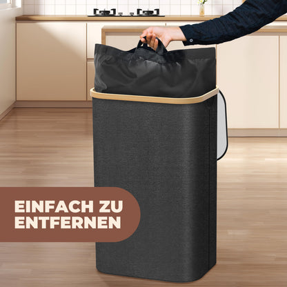 Deposit bottle collection container with 2 carrying bags, 100L bottle deposit container, bottle collector empty containers, empty container collection container, storage box, kitchen storage and organization (black)