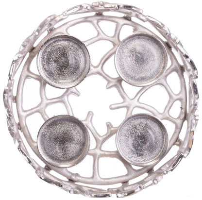 Brandseller Advent wreath Silver Ø 28 cm - Stylish candle holder for 4 candles - Modern Christmas wreath made of aluminum with stylized branches, Elegant table decoration
