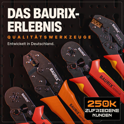 BAURIX® Crimping Tool Set with 1800 Cord End Ferrules Set I Self-adjusting Cord End Ferrule Tool [For 0.25-10mm²] I Crimping Tool, Crimping Pliers, Crimp Tool, Press Tool - Model: PERSEUS (4-Sided)