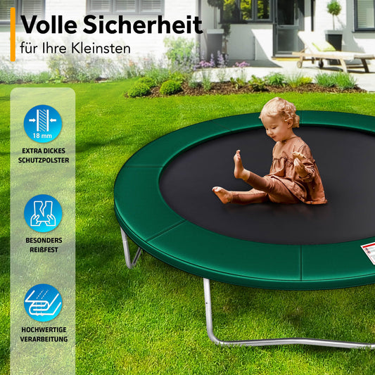 KIDUKU Trampoline Edge Cover | Ø 244cm 305cm 366cm 427cm | tear-resistant | 100% UV resistant spring cover edge protection (Green, 305 cm)