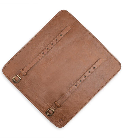 Angus Stoke knife bag leather chefs 7-compartment genuine leather chef knife roll large - knife bag cooking knives - chef bag Sam (Brown)