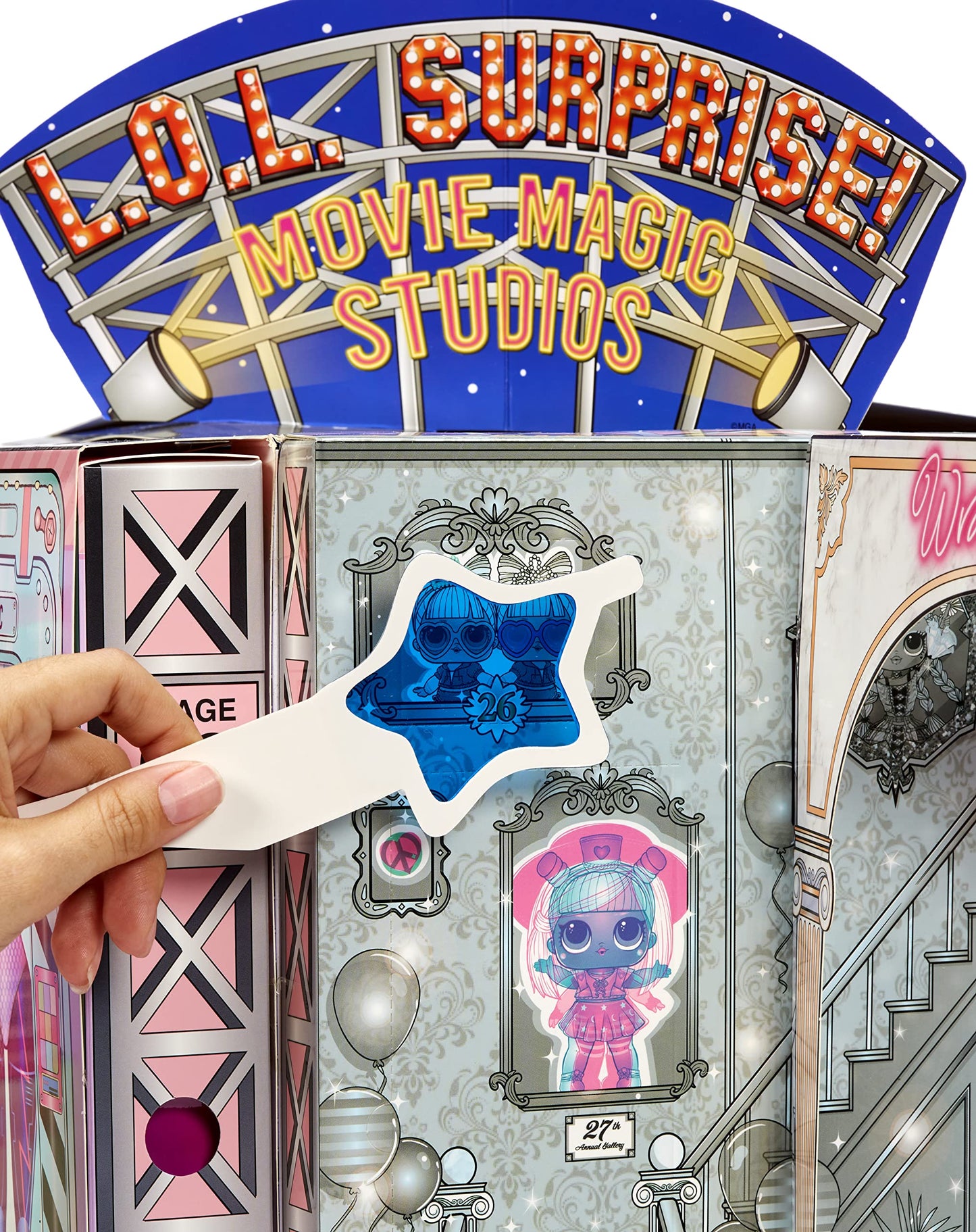 L.O.L. Surprise! OMG Movie Magic Studio - Over 70 surprises, 12 dolls, 4 backdrops, accessories, and more - 2-in-1 packaging playset for collecting - Gift for boys and girls ages 4 and up.