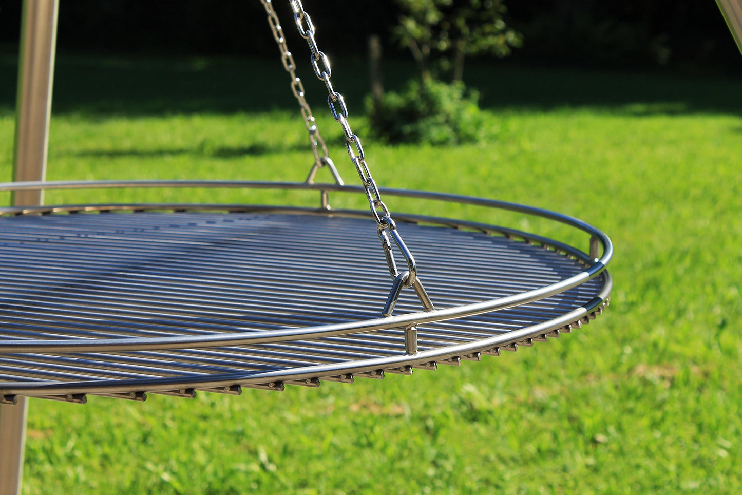 VEIKIN DESIGN Stainless Steel Grill Grate Ø 60 cm with railing, chain set, and swivel rope, Round Grill Grate for Swing Grill, Heavy-duty, Professional Grill Grate, Handmade in Germany