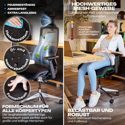 VALKENSTOL M6 Office Chair Ergonomic Winner | Large People Desk Chair | Cushioned Seat Office Chair with Adaptive Lumbar Support and Adjustable Backrest for Healthy Sitting Executive Chair