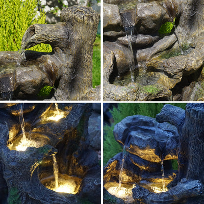 Garden Fountain Decorative Fountain Indoor Fountain 230V Waterfall Water Feature for Garden, Pond, Patio, Balcony Very Decorative (TREE ROOT & Stone Cascade with LED Light)