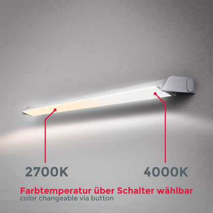 B.K.Licht - LED strip with on-off switch, adjustable from warm white to neutral white, expandable, under cabinet light kitchen, LED light strip kitchen, cabinet lighting, lamp, 54.7x6.1x2.4 cm, silver colored