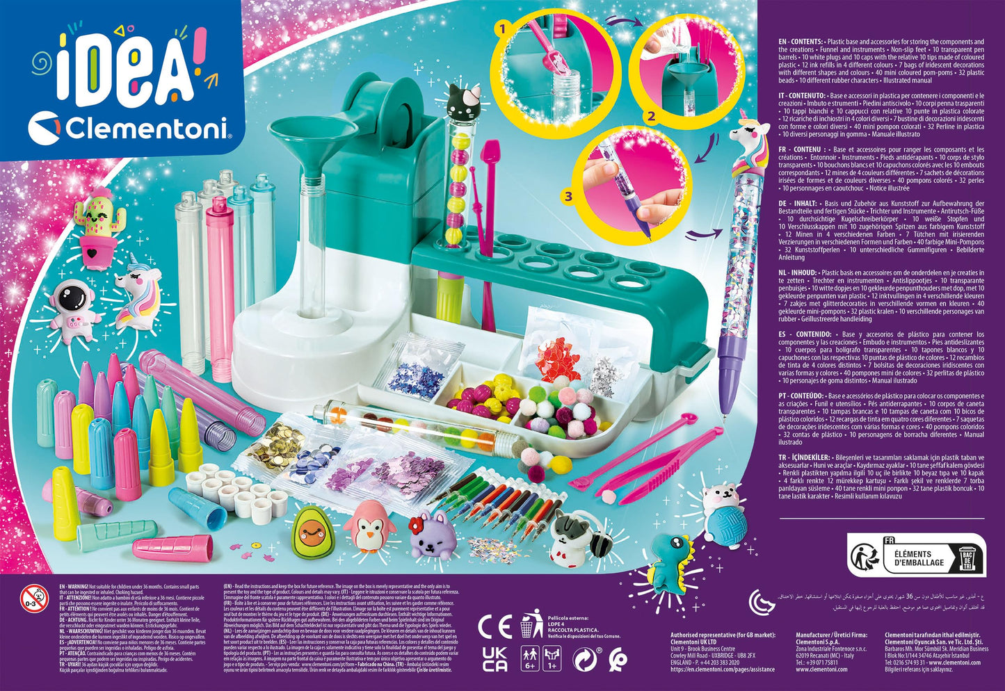 Clementoni My Pen Workshop with over 50 accessories - creative toy, pen craft set, personalized pen, gift set for children 6 years and older, 18779