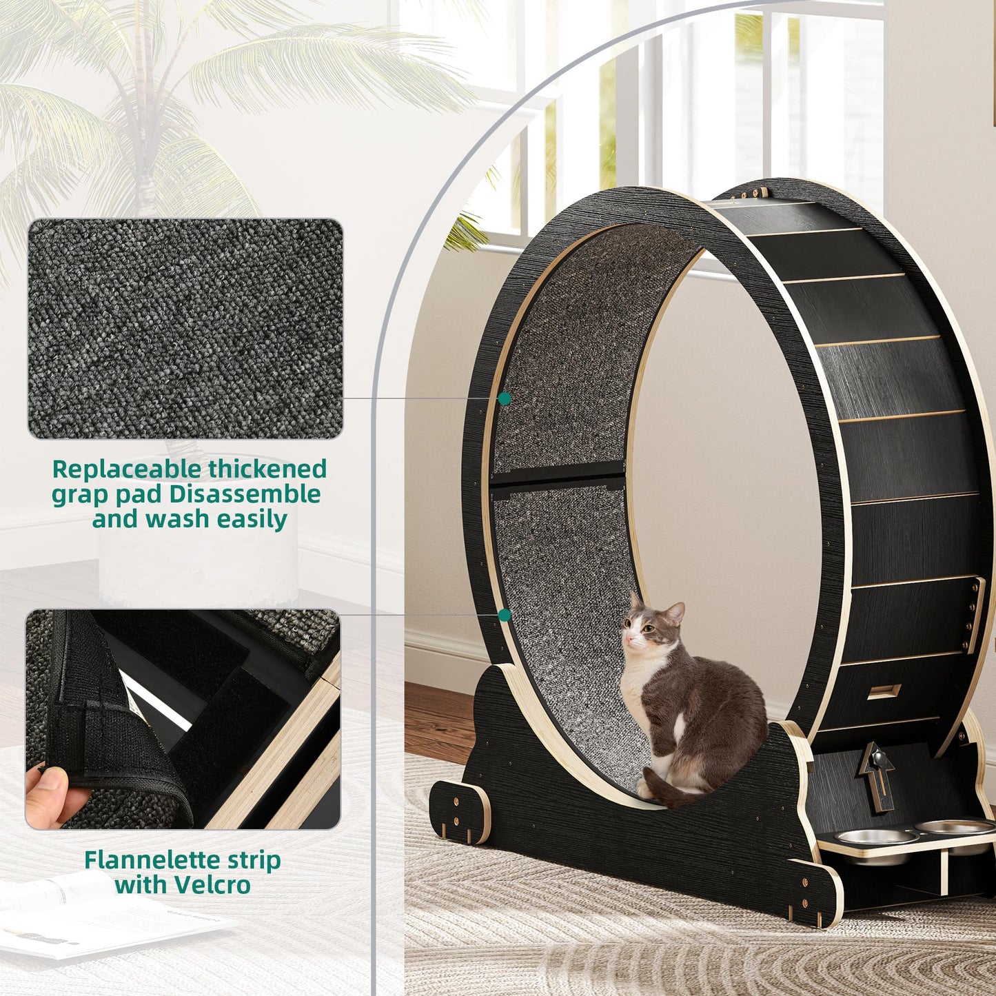 YITAHOME Cat Wheel Large Cat Exercise Wheel Silent Cat Wheel for Big Cats, Indoor Cats Fitness Cat Wheel Workout Equipment, 1065x1010x380mm
