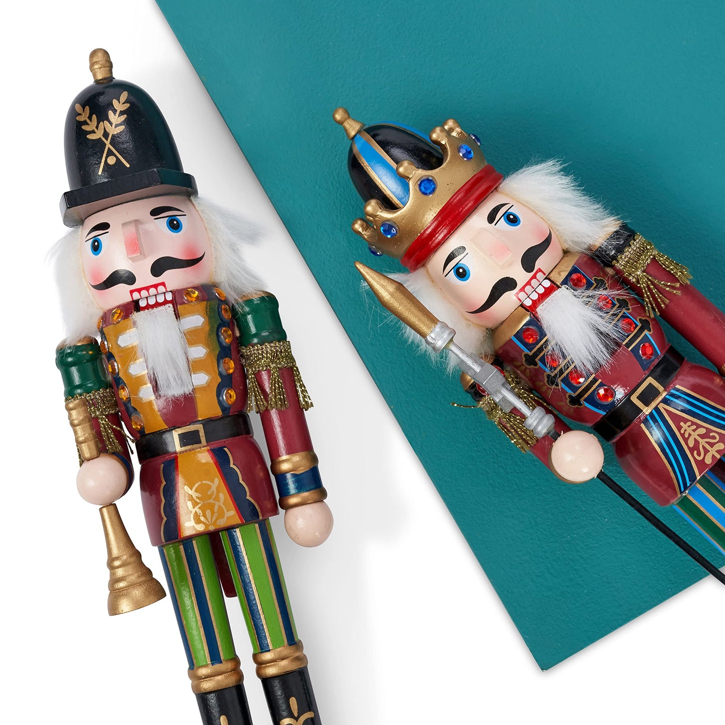 THE TWIDDLERS 2 Large Wood Christmas Nutcracker Figures, 30cm - Classic Christmas Decoration Ornament, Decor Nutcracker Figure for Home Christmas Decor