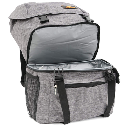 Campfire backpack with cooler compartment | grey | 20 liters insulated bag for BBQ, camping, beach, and outdoor activities | lunch bag for work and school | picnic bag, cooler bag, cool bag