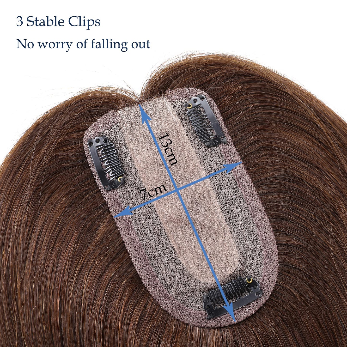 Silk-co hairpieces real hair clip-in extensions real hair toupee hair extension toupee hair extensions for women 7A human hair 30cm-38g 04# medium brown
