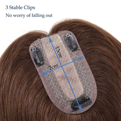Silk-co hairpieces real hair clip-in extensions real hair toupee hair extension toupee hair extensions for women 7A human hair 30cm-38g 04# medium brown