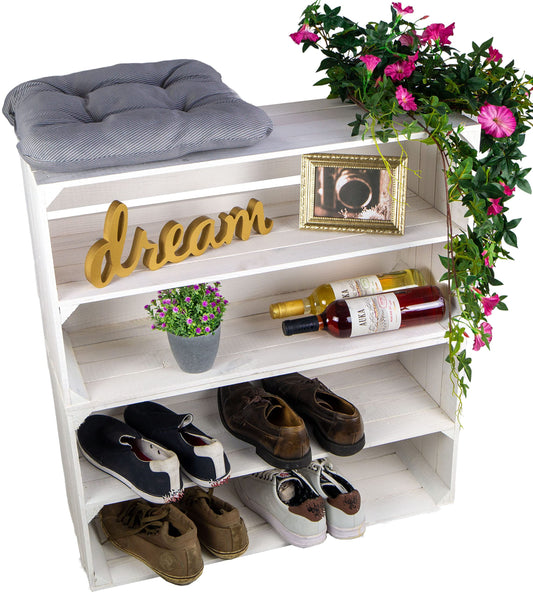 Crate set Altes Land 2 large fruit crates Tosca white/natural/flamed with long insert shelf/divider approx 75x40x26cm/ shelving apple crate/wine crate storage shelf storage crate (White)