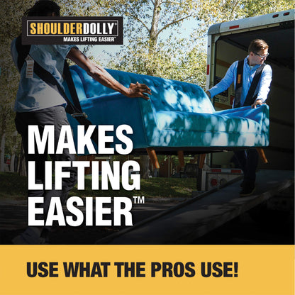 Shoulder Dolly 2-person carrying strap, lifting belt for ergonomic and easy lifting of objects up to 370 kg and 3.65 m in length & transparent tape - 10 m x 19 mm - 8 pack.