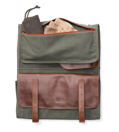 Angus Stoke XXL knife bag with 16 compartments & plenty of storage space – multifunctional & tool bag made of canvas & leather – knife roll Marc (Olive Green)