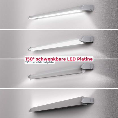 B.K.Licht - LED strip with on-off switch, adjustable from warm white to neutral white, expandable, under cabinet light kitchen, LED light strip kitchen, cabinet lighting, lamp, 54.7x6.1x2.4 cm, silver colored